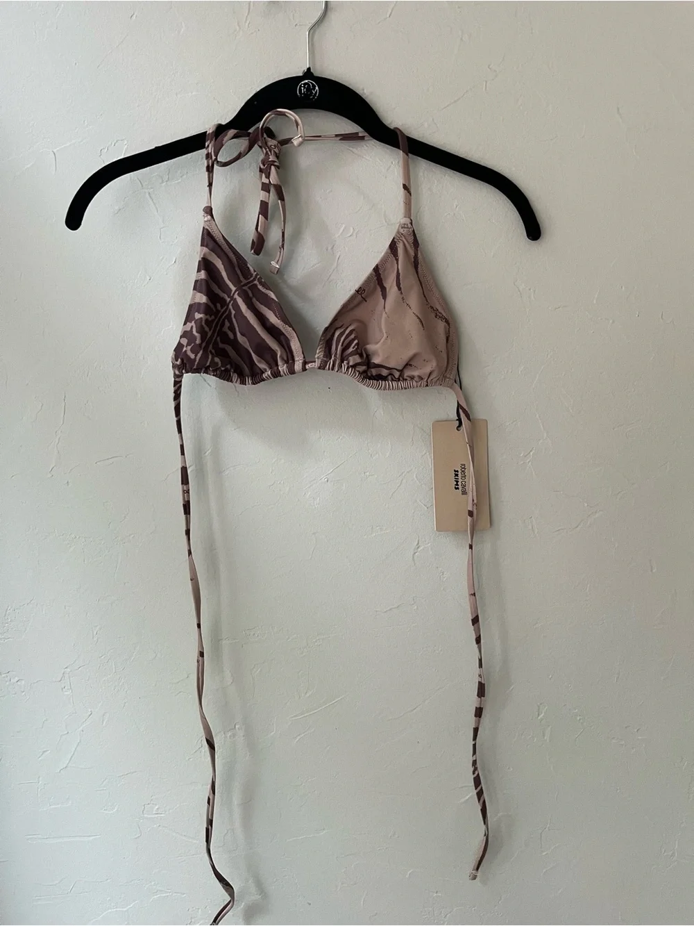 SKIMS X ROBERTO CAVALLI SWIM TRIANGLE BIKINI ZEBRA PRINT L